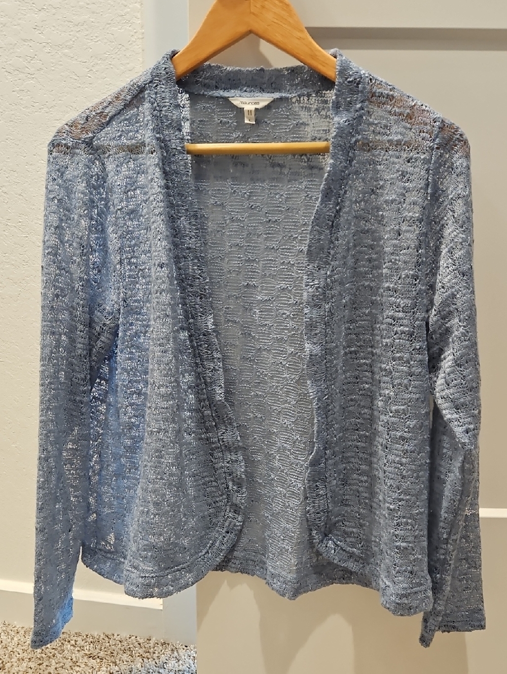 Maurices Light Blue Sheer Knit Cardigan NWOT